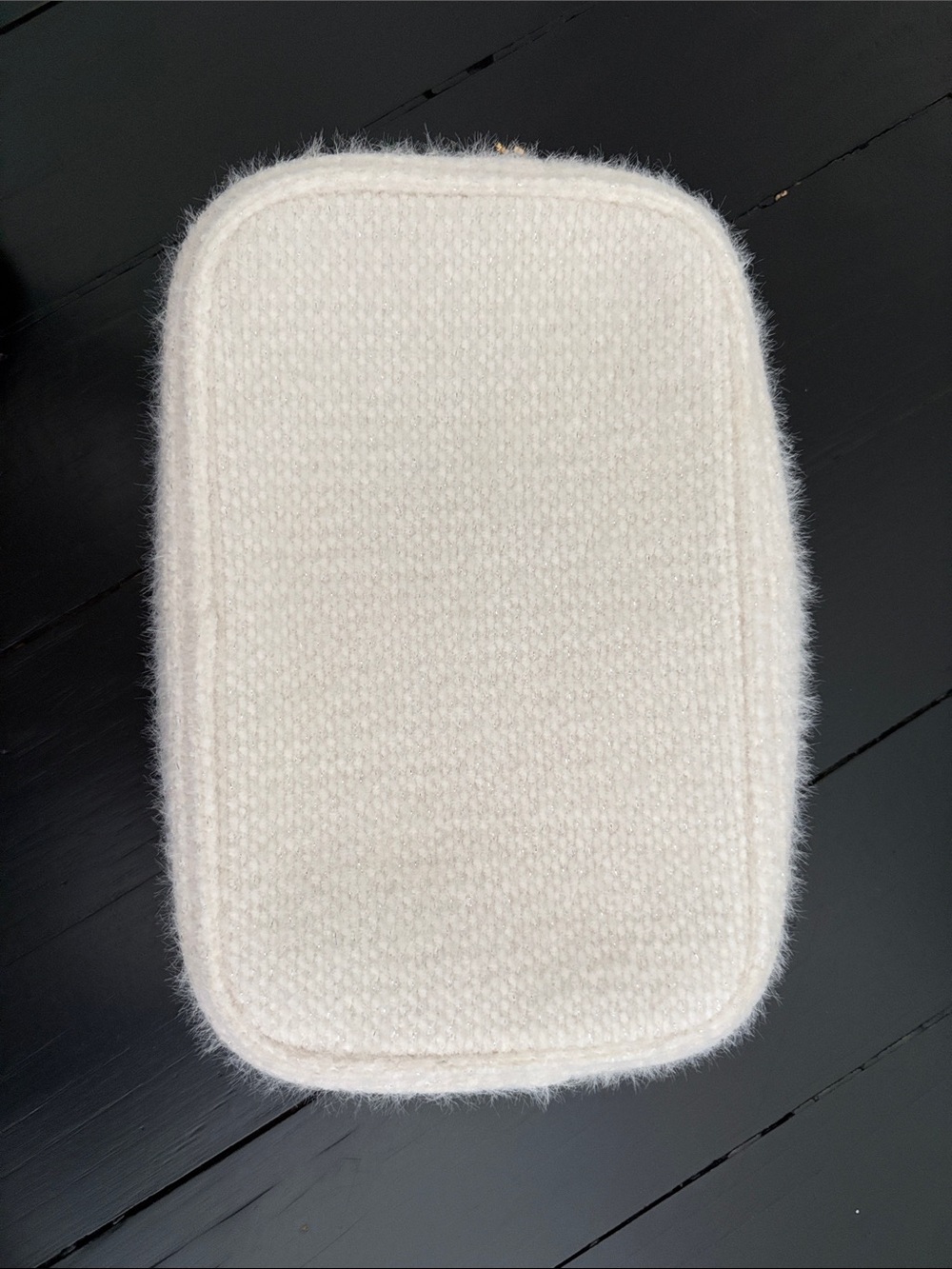 CHANEL Cream Wool Cosmetic Pouch with Gold Logo - Picture 2 of 4